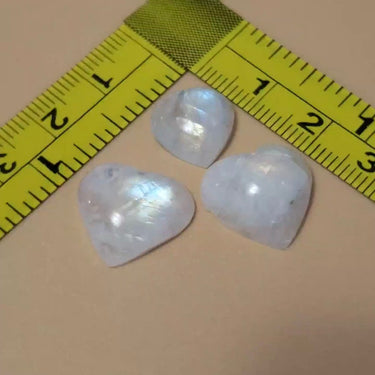3Pcs Natural Rainbow Moonstone Heart Cabochons